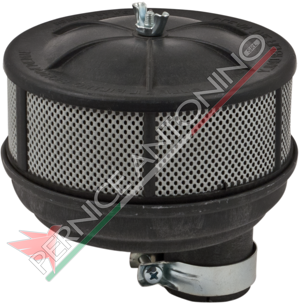 Oil-bath air filter with misaligned hole