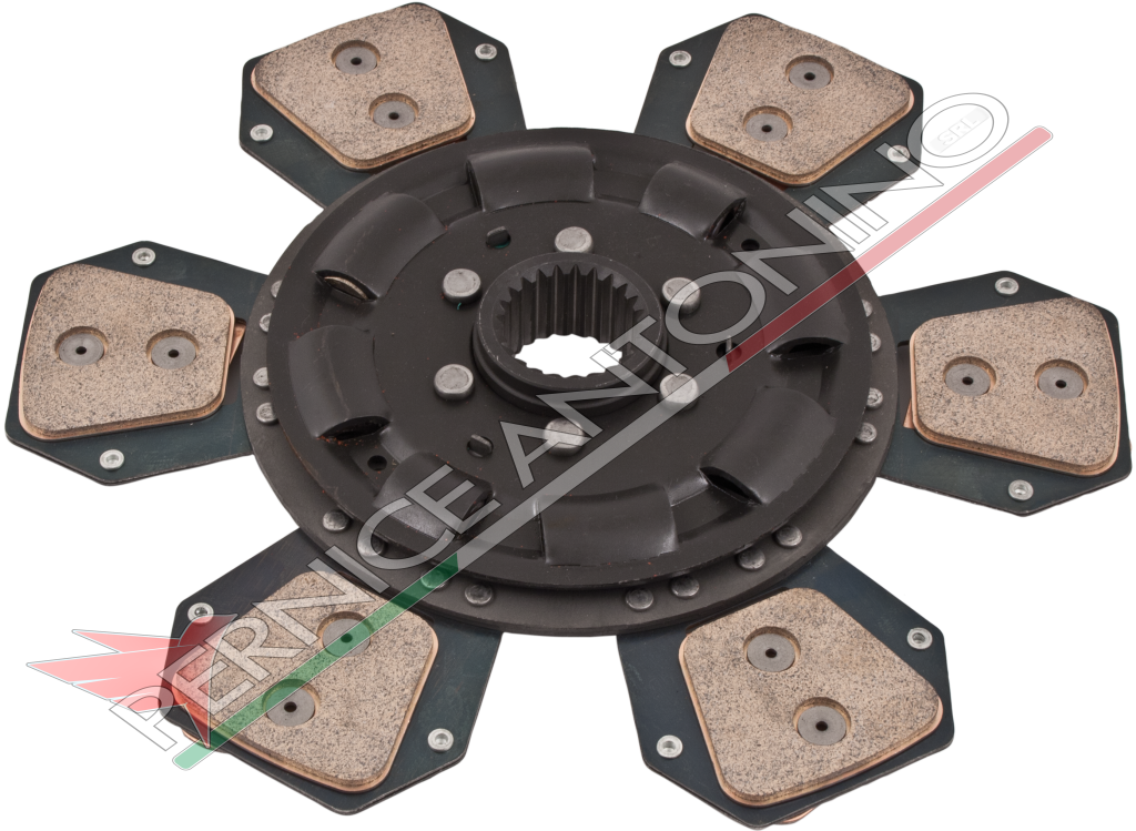 Central plate in metal-ceramic with 6 vanes and tension springs Ø310 sintered 40x36.5 - 24 grooves