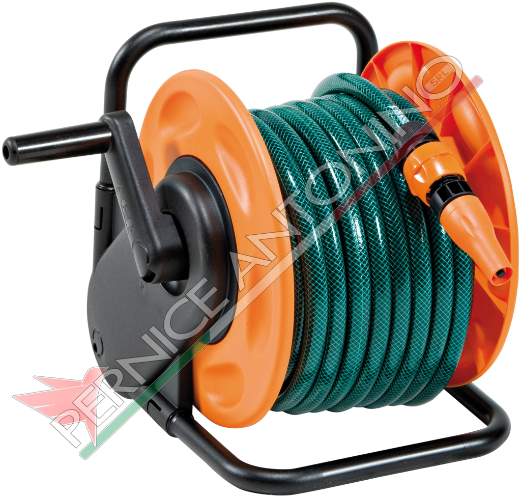 BABY PLUS - PORTABLE HOSE REEL COMPLETE WITH HOSE AND ACCESSORIES, ASSEMBLED.