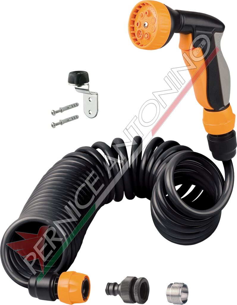 KIT 10 M DI TUBO A SPIRALE ESTENSIBILE CON ACCESSORI IN BLISTER