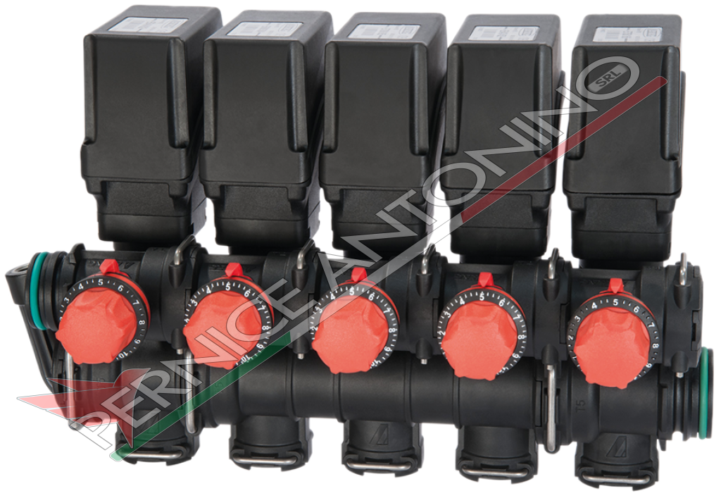 Group of electric valves with calibrated returns