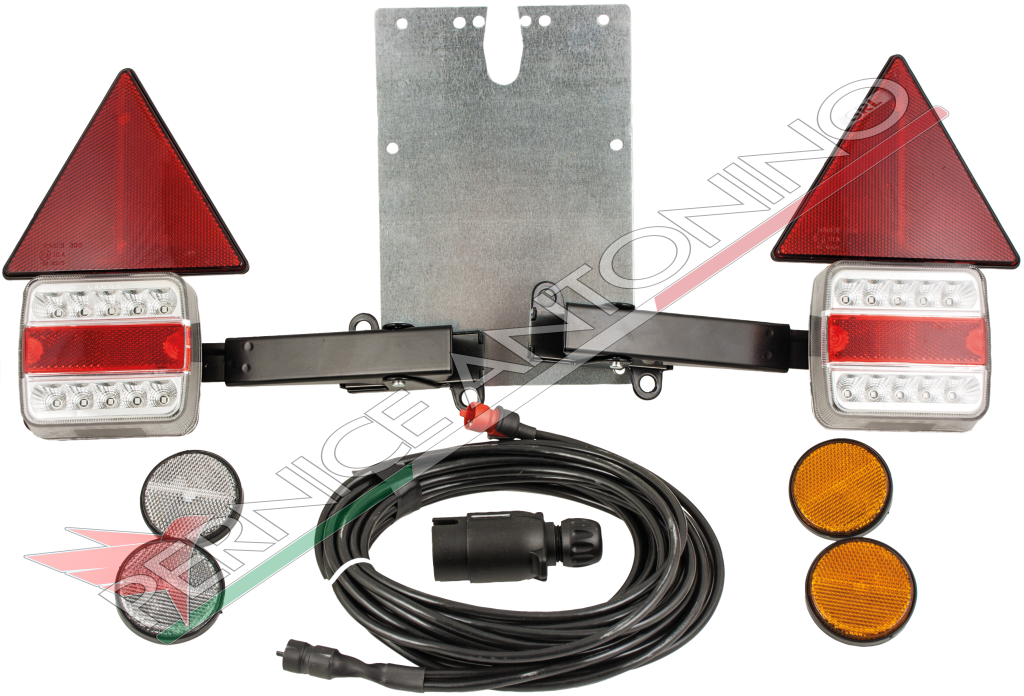  Kit completo di fanali 12V/24V a led montati su supporto orizzontale con ribaltamento a scatto