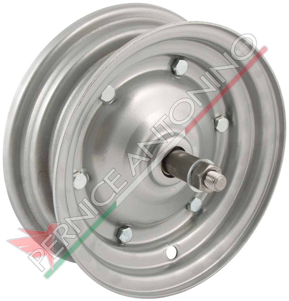 COMPLETE WHEEL, RIMS WITH AXLE ON BALL BEARINGS