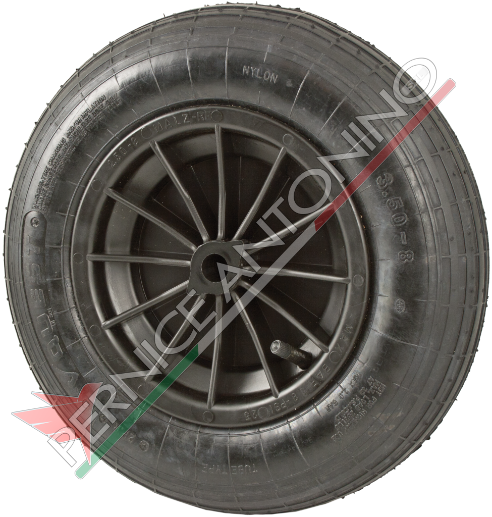 WHEEL FOR WHEELBARROW WITH NYLON RIM - RIBBED TYRE