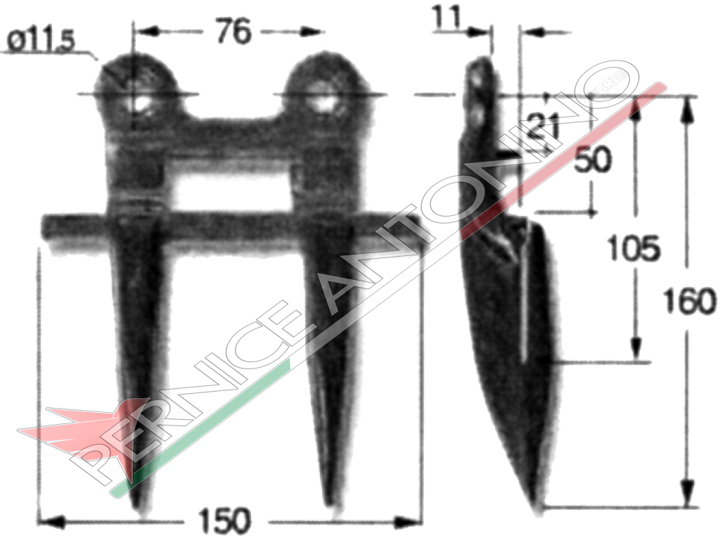 Double end FINGER for ITALIAN AND FOREIGN COMBINE HARVESTERS (blade end side)