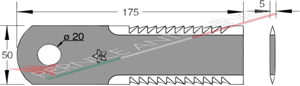 Mower toothed blade for forage cutting