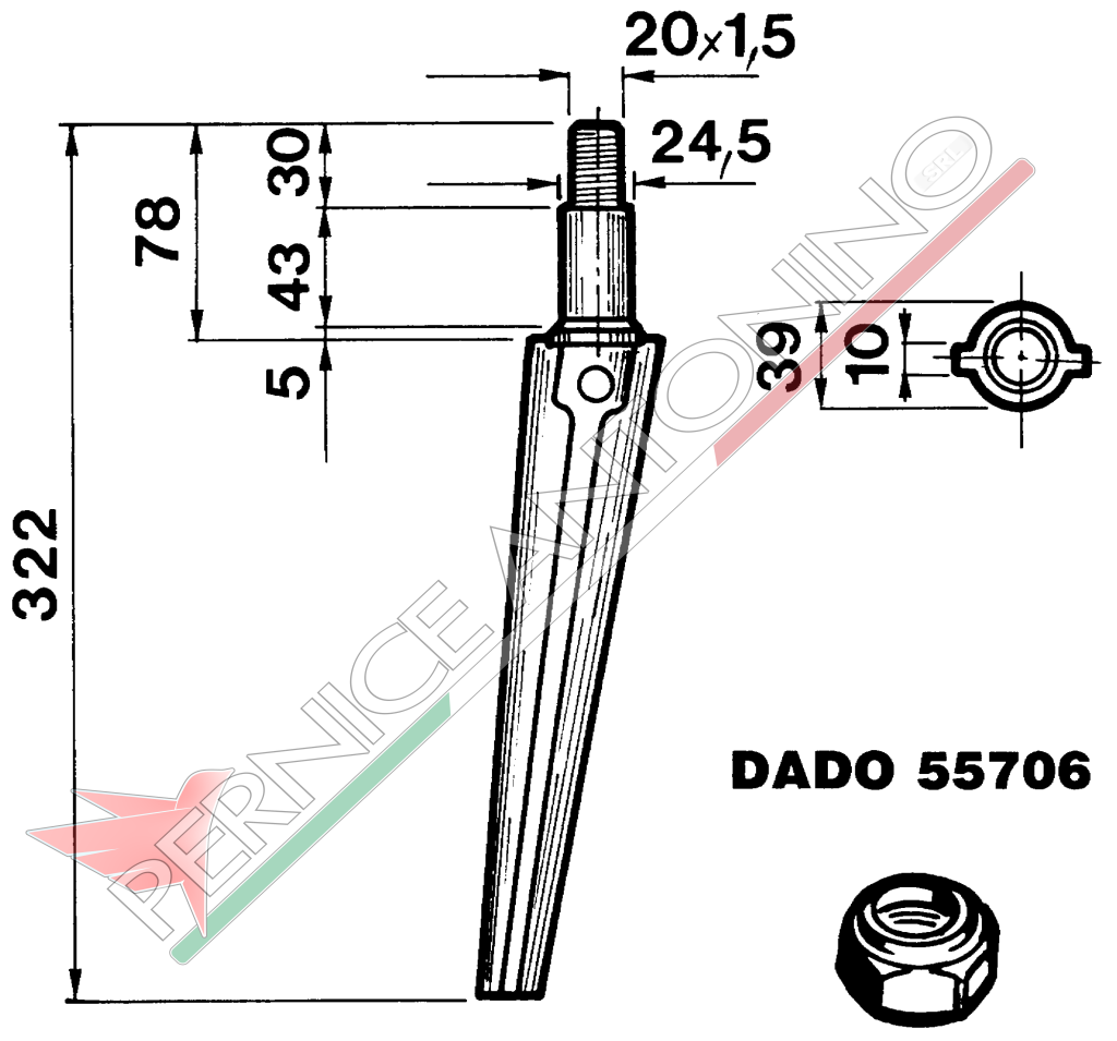 Dente per erpici rotativi - Cilindrico corto