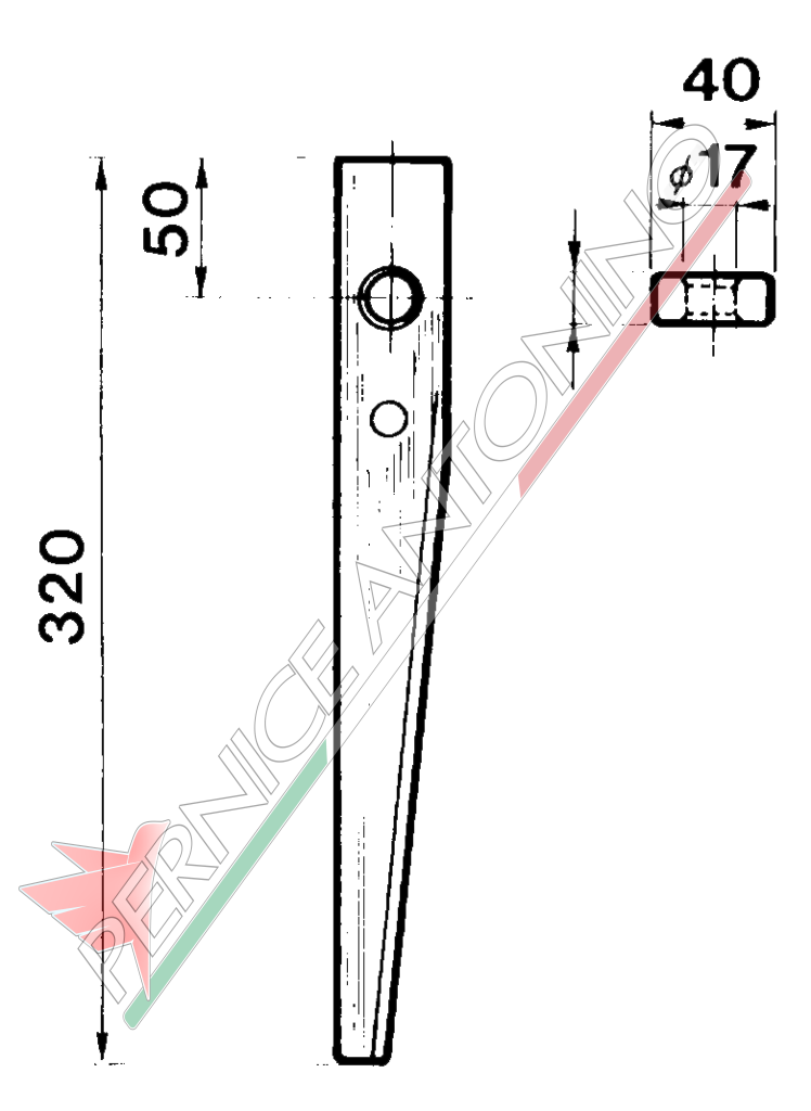 Dente per erpici rotativi - Tipo corto