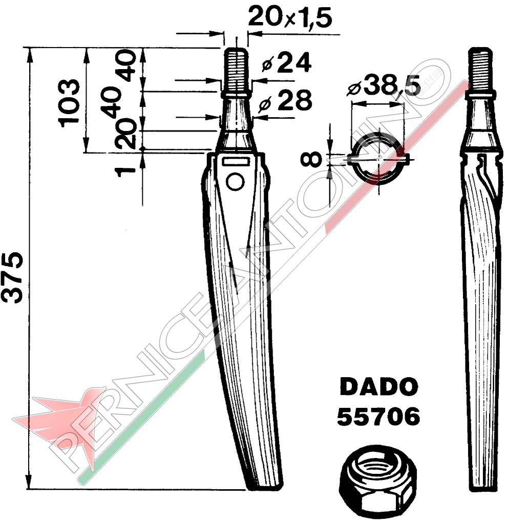 Dente per erpici rotativi - Conico