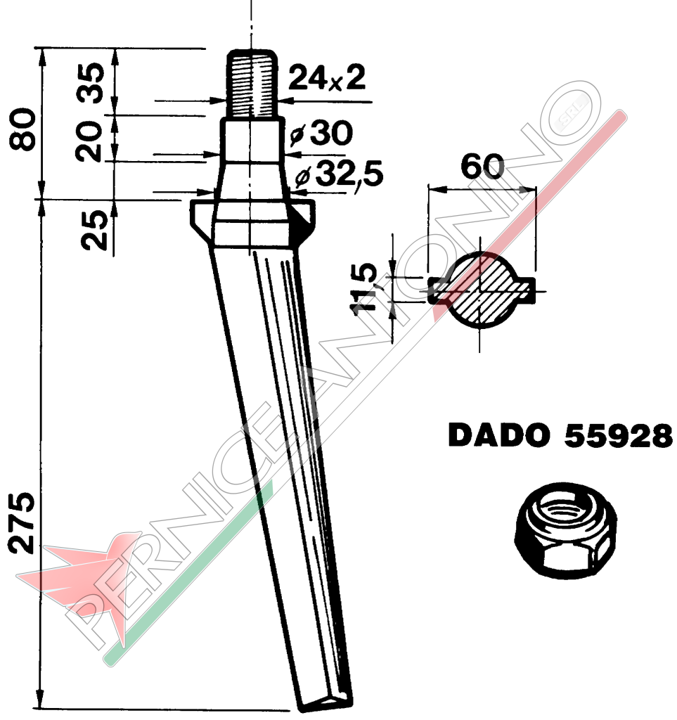 Tine for power harrows - Heavy conical