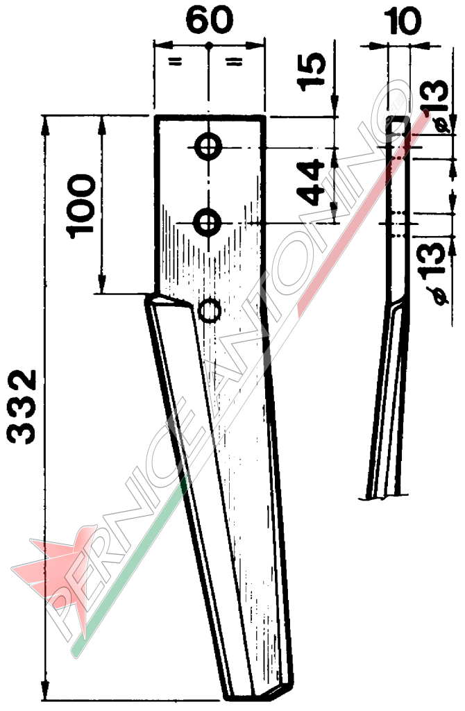 Dente per erpici rotativi