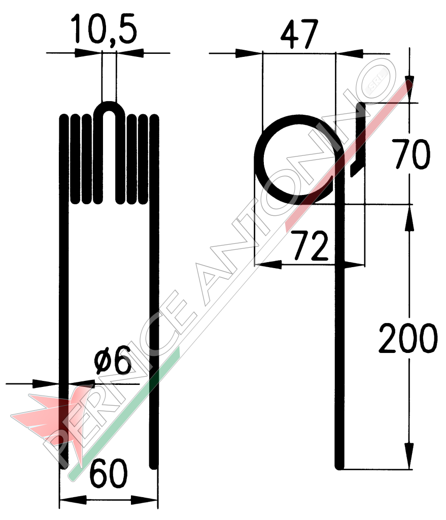 Molla per ranghinatore a cinghia/catena