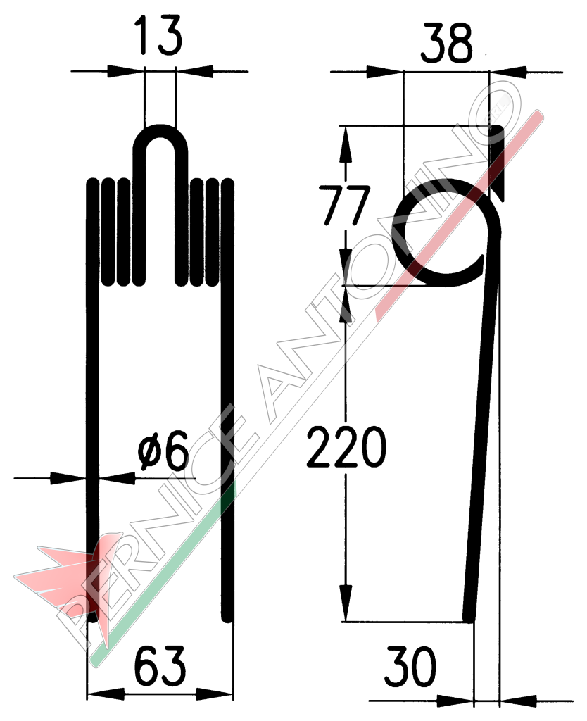 Molla per ranghinatore a cinghia/catena