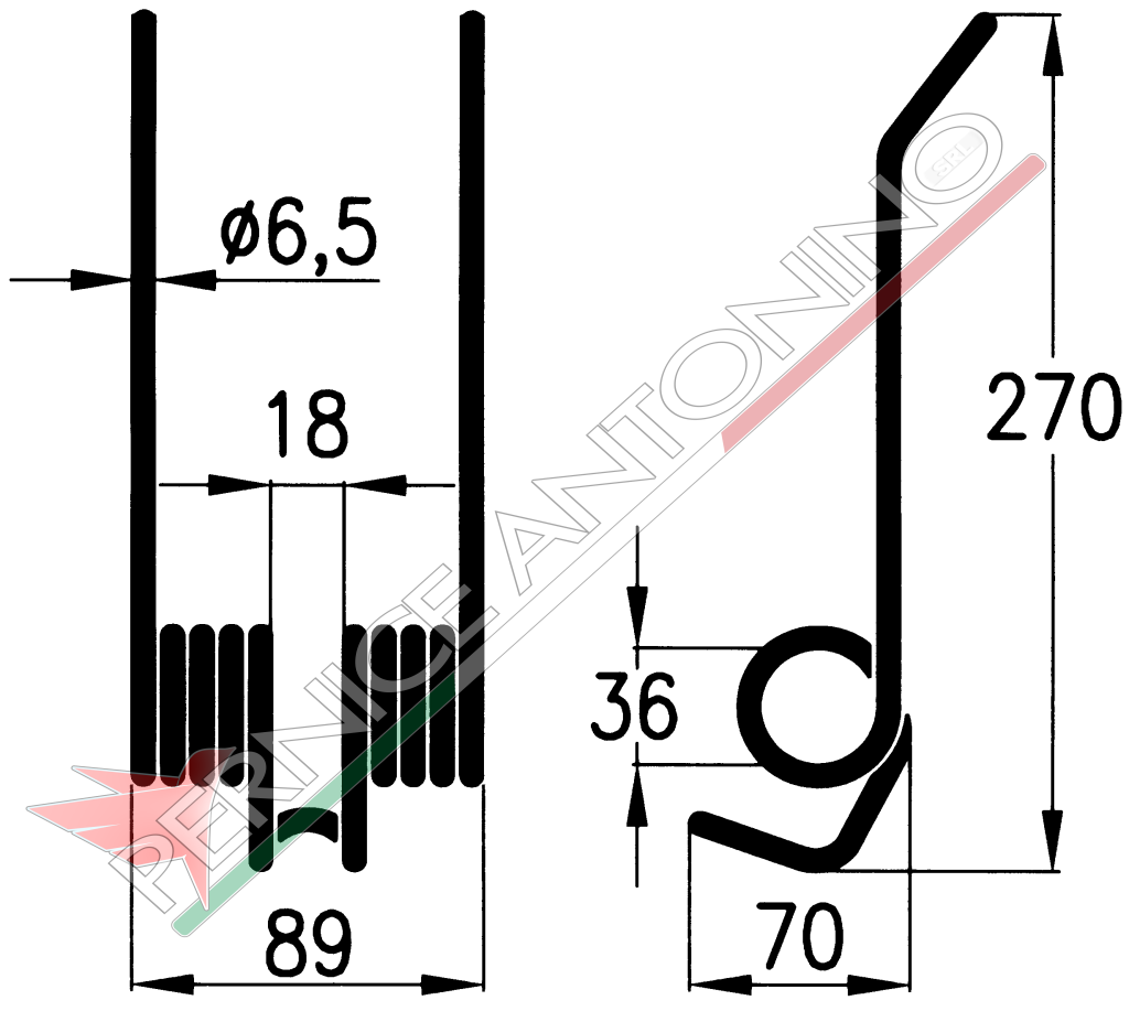 Spring for side delivery rakes