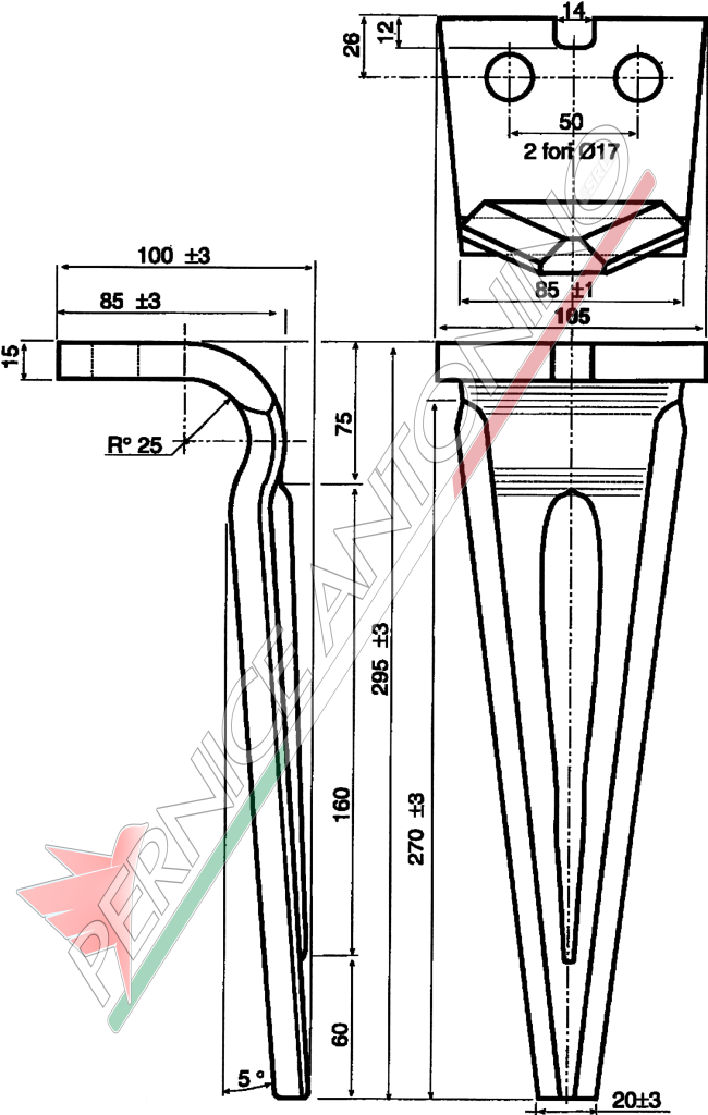 Dente per erpici rotativi - Tipo pesante