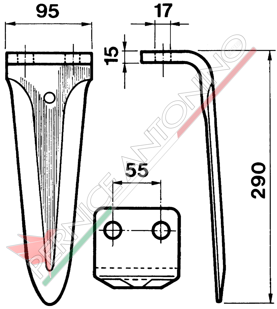 Dente per erpici rotativi - Tipo pesante