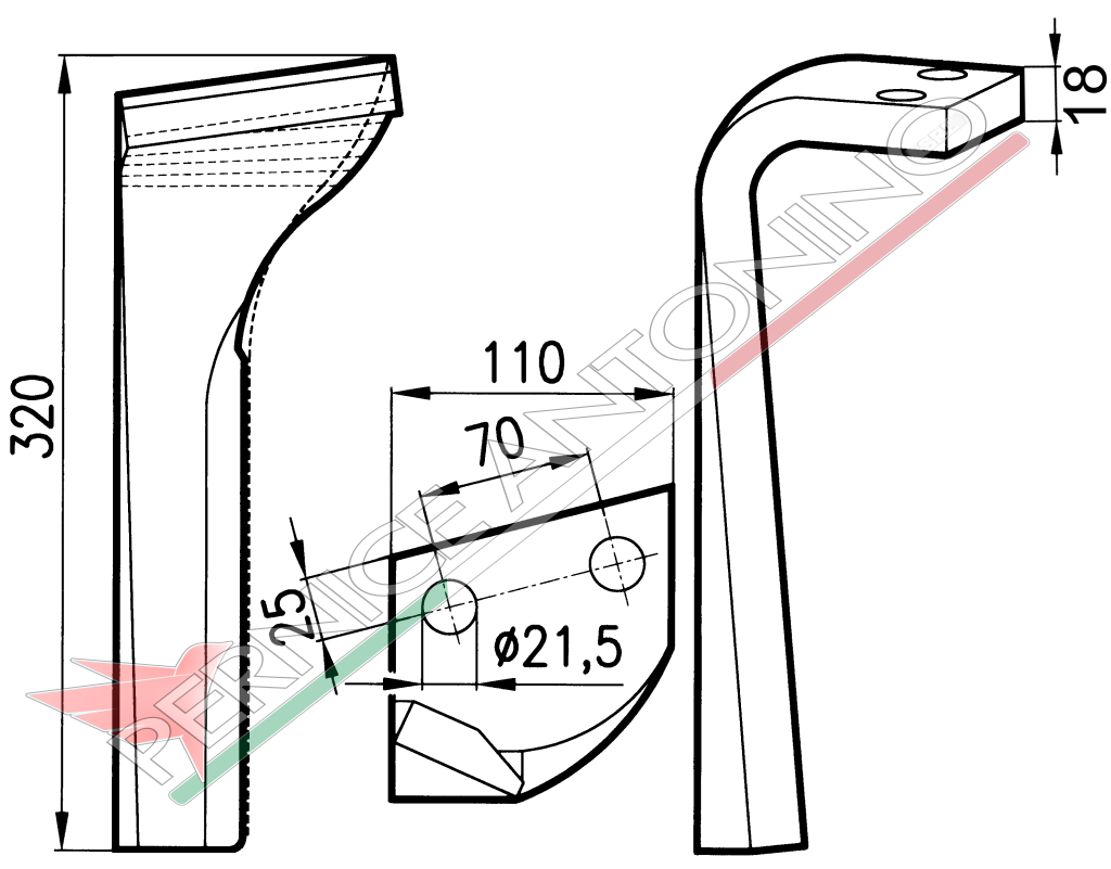 Dente per erpici rotativi