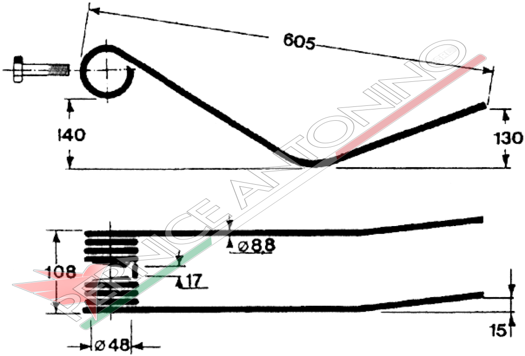 Dente a molla per giroandanatore