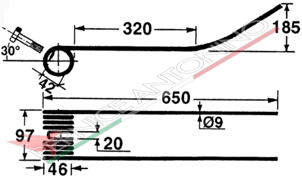 Dente a molla per giroandanatore