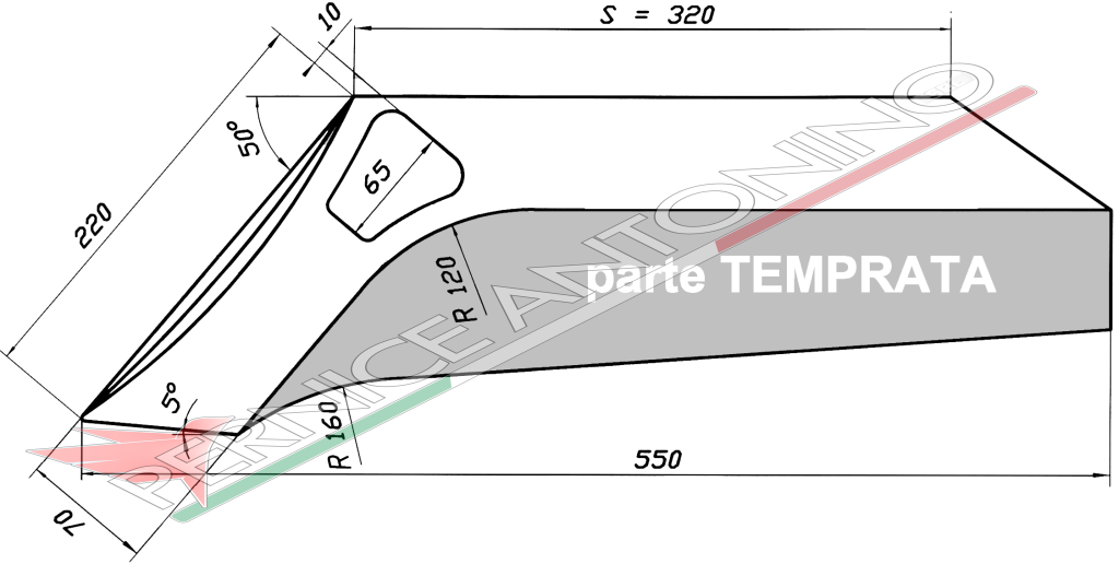 VOMERO TIPO UNIVERSALE SPALLA 320 mm - DX