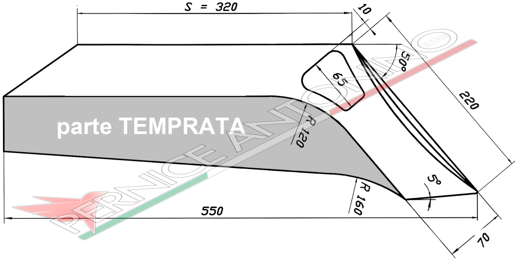 VOMERO TIPO UNIVERSALE SPALLA 320 mm - SX