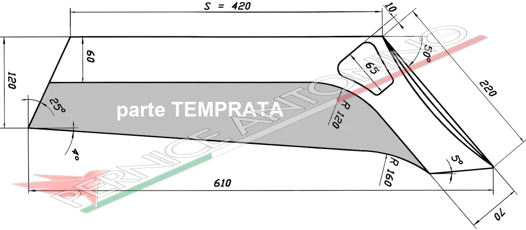 VOMERO TIPO UNIVERSALE SPALLA 420 mm - SX