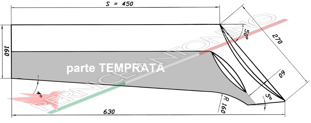 VOMERO TIPO UNIVERSALE SPALLA 450 mm - SX