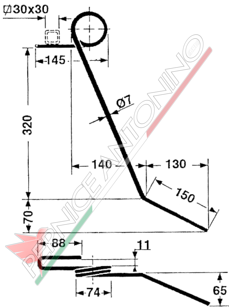 Rear tine for seed drill - various manufacturers