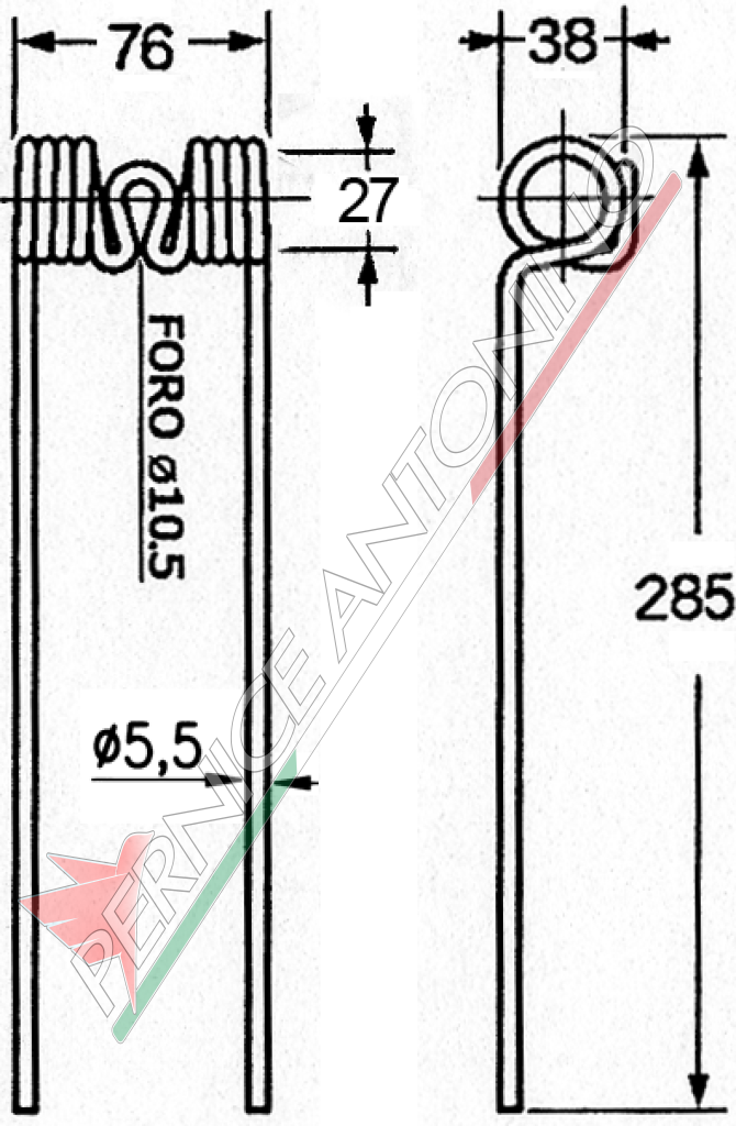 Molla per ranghinatore a pettine