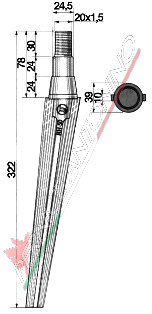 Tine for power harrows - Conical