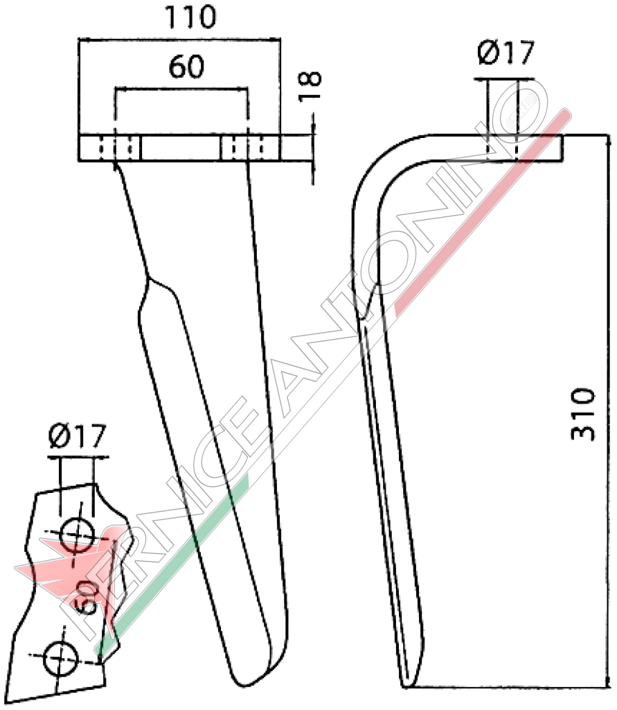 Dente per erpici rotativi - RH