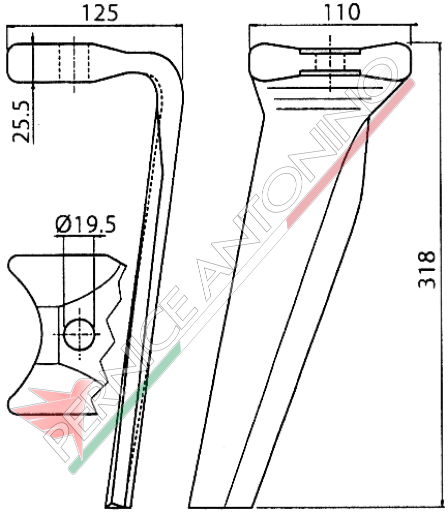 Dente per erpici rotativi - Attacco rapido