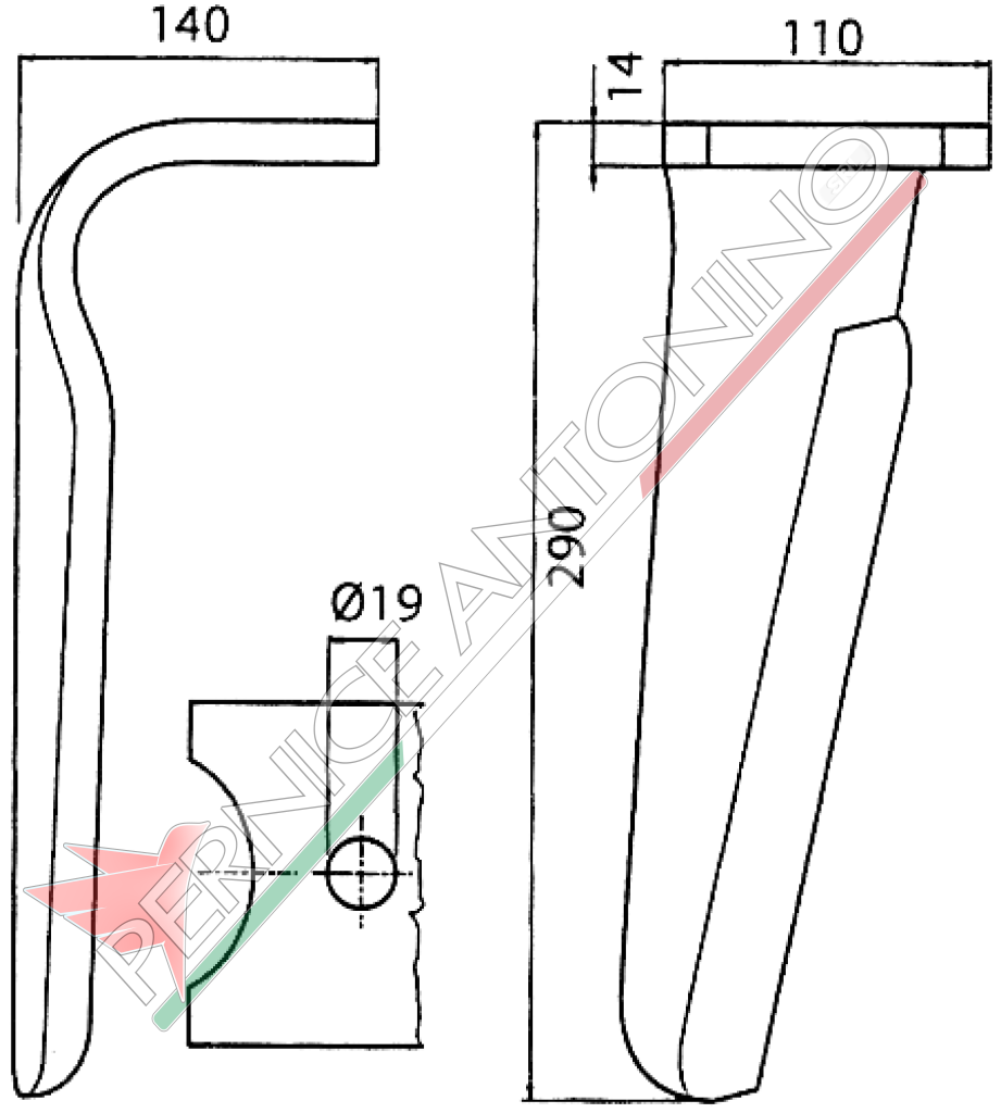 Tine for power harrows - Quick attachment