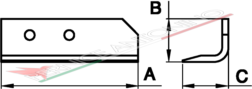 Angular blade for trencher