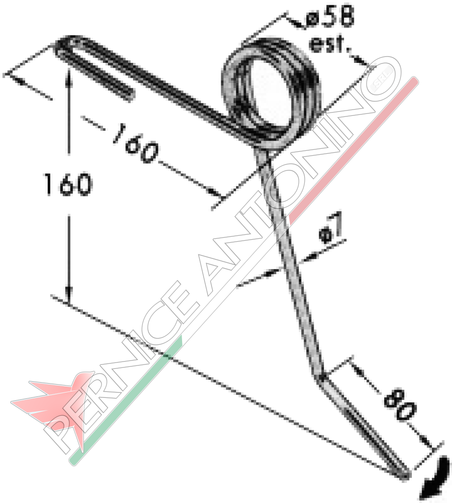 Dente posteriore per seminatrice