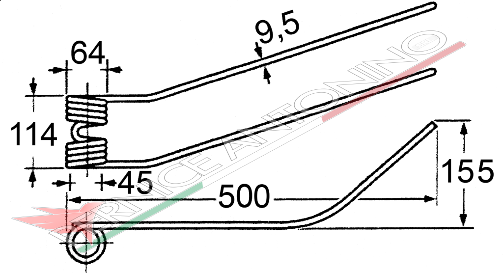 Dente a molla per giroandanatore