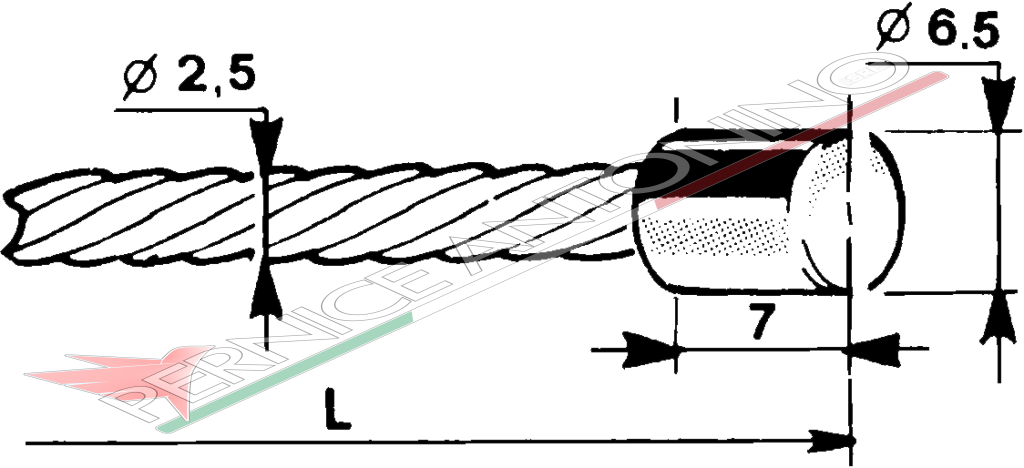 Cavo con testa cilindrica Ø 6,5x7