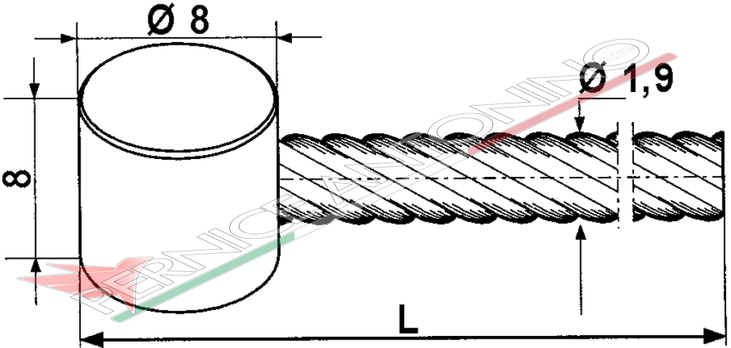 Cavo con barilotto Ø 8x8