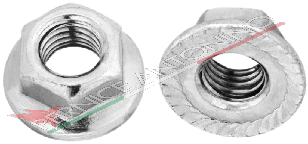 Hex nut with knurled flange