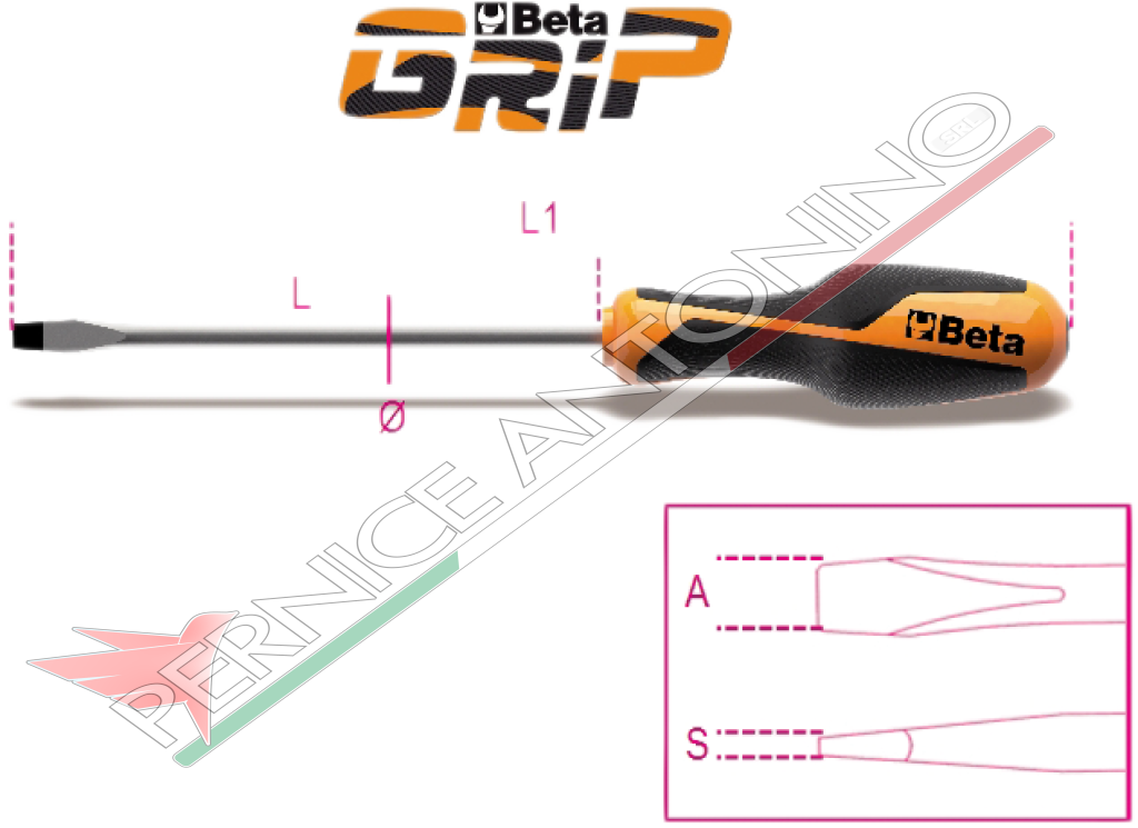 Screwdriver for slotted head screws - Beta GRIP