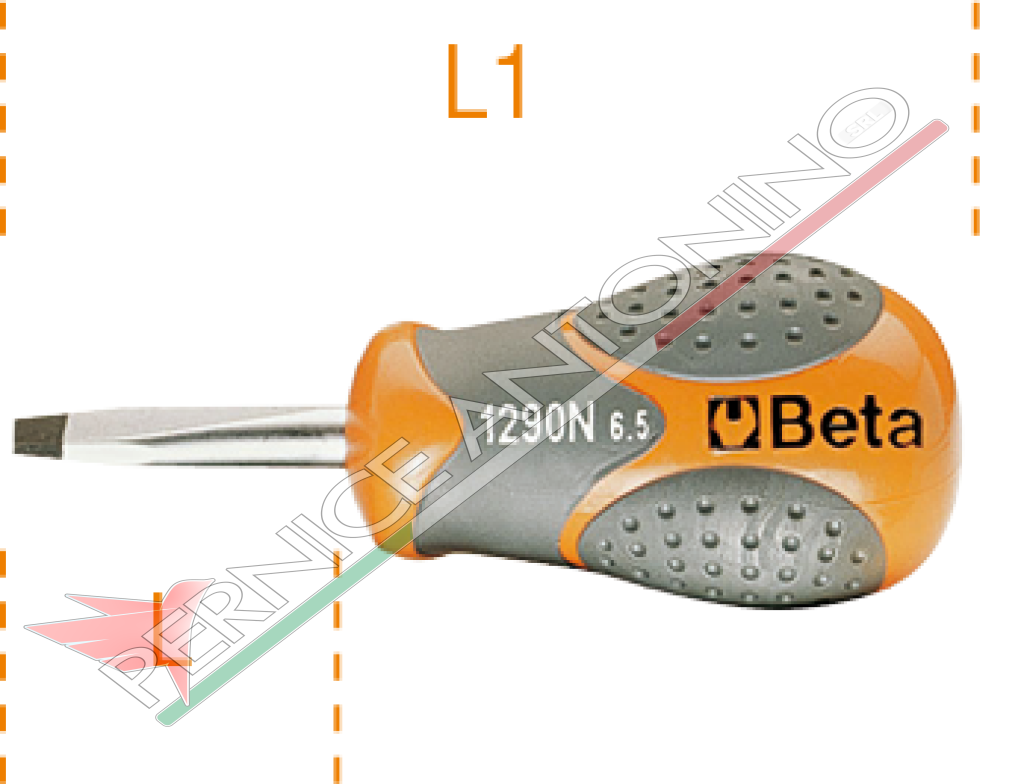 Screwdriver for slotted head screws extra short type