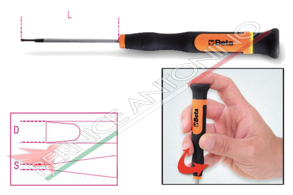 Micro screwdriver for slotted grub screws