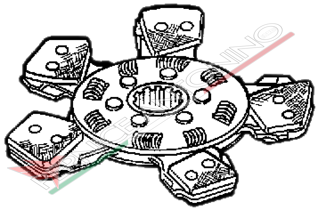 Central cerametallic plate with 6 vanes and tension springs Ø 330 sintered - 41x36.5EV - Z.24