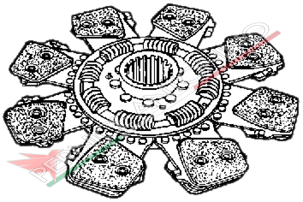 Central cerametallic plate with 7 vanes and tension springs Ø 330 - 50x46V - 23 grooves