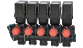 Group of electric valves with calibrated returns