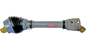 Wide angle PTO drive shaft for big baler with freewheel