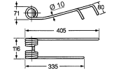 Spring for rotary tedders