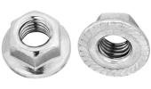 Hex nut with knurled flange