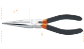 Very long straight half round nose pliers with PVC handles