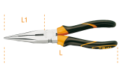 Pinza a becchi mezzotondi lunghissimi dritti con impugnatura bimateriale